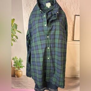J.crew Classic Green and Navy Plaid Shirt xl